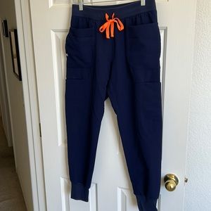 Figs S Navy Nepal joggers w/ Orange Tie - barely worn